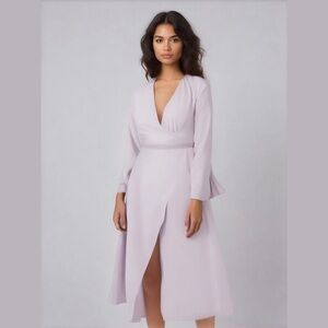 ASOS Design Bias Cut Satin Wrap Midi Dress With Tie Waist In Lilac